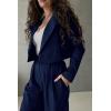 imagePRETTYGARDEN Womens 2 Piece Casual Outfits Cropped Blazer Jackets High Waisted Wide Leg Work Pants Suit SetNavy