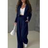 imagePRETTYGARDEN Womens 2 Piece Casual Outfits Cropped Blazer Jackets High Waisted Wide Leg Work Pants Suit SetNavy