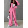 imagePRETTYGARDEN Womens 2 Piece Casual Outfits Cropped Blazer Jackets High Waisted Wide Leg Work Pants Suit SetPink