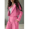 imagePRETTYGARDEN Womens 2 Piece Casual Outfits Cropped Blazer Jackets High Waisted Wide Leg Work Pants Suit SetPink