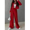 imagePRETTYGARDEN Womens 2 Piece Casual Outfits Cropped Blazer Jackets High Waisted Wide Leg Work Pants Suit SetRed