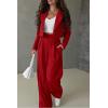 imagePRETTYGARDEN Womens 2 Piece Casual Outfits Cropped Blazer Jackets High Waisted Wide Leg Work Pants Suit SetRed