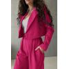 imagePRETTYGARDEN Womens 2 Piece Casual Outfits Cropped Blazer Jackets High Waisted Wide Leg Work Pants Suit SetRose Red