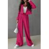 imagePRETTYGARDEN Womens 2 Piece Casual Outfits Cropped Blazer Jackets High Waisted Wide Leg Work Pants Suit SetRose Red