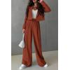 imagePRETTYGARDEN Womens 2 Piece Casual Outfits Cropped Blazer Jackets High Waisted Wide Leg Work Pants Suit SetRust Red