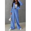 imagePRETTYGARDEN Womens 2 Piece Casual Outfits Cropped Blazer Jackets High Waisted Wide Leg Work Pants Suit SetSky Blue