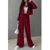 imagePRETTYGARDEN Womens 2 Piece Casual Outfits Cropped Blazer Jackets High Waisted Wide Leg Work Pants Suit SetWine Red