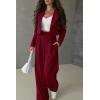 imagePRETTYGARDEN Womens 2 Piece Casual Outfits Cropped Blazer Jackets High Waisted Wide Leg Work Pants Suit SetWine Red