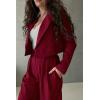 imagePRETTYGARDEN Womens 2 Piece Casual Outfits Cropped Blazer Jackets High Waisted Wide Leg Work Pants Suit SetWine Red