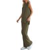 imagePRETTYGARDEN Womens 2 Piece Lounge Set 2025 Summer Casual Loose Tank Top Wide Leg Pants Matching Travel Outfits TracksuitArmy Green