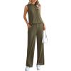 imagePRETTYGARDEN Womens 2 Piece Lounge Set 2025 Summer Casual Loose Tank Top Wide Leg Pants Matching Travel Outfits TracksuitArmy Green