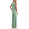 imagePRETTYGARDEN Womens 2 Piece Lounge Set 2025 Summer Casual Loose Tank Top Wide Leg Pants Matching Travel Outfits TracksuitBean Green