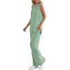 imagePRETTYGARDEN Womens 2 Piece Lounge Set 2025 Summer Casual Loose Tank Top Wide Leg Pants Matching Travel Outfits TracksuitBean Green