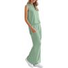 imagePRETTYGARDEN Womens 2 Piece Lounge Set 2025 Summer Casual Loose Tank Top Wide Leg Pants Matching Travel Outfits TracksuitBean Green