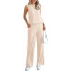 imagePRETTYGARDEN Womens 2 Piece Lounge Set 2025 Summer Casual Loose Tank Top Wide Leg Pants Matching Travel Outfits TracksuitBeige
