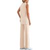 imagePRETTYGARDEN Womens 2 Piece Lounge Set 2025 Summer Casual Loose Tank Top Wide Leg Pants Matching Travel Outfits TracksuitBeige
