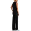 imagePRETTYGARDEN Womens 2 Piece Lounge Set 2025 Summer Casual Loose Tank Top Wide Leg Pants Matching Travel Outfits TracksuitBlack