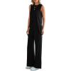 imagePRETTYGARDEN Womens 2 Piece Lounge Set 2025 Summer Casual Loose Tank Top Wide Leg Pants Matching Travel Outfits TracksuitBlack