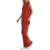 imagePRETTYGARDEN Womens 2 Piece Lounge Set 2025 Summer Casual Loose Tank Top Wide Leg Pants Matching Travel Outfits TracksuitBrick Red