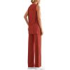 imagePRETTYGARDEN Womens 2 Piece Lounge Set 2025 Summer Casual Loose Tank Top Wide Leg Pants Matching Travel Outfits TracksuitBrick Red