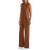 imagePRETTYGARDEN Womens 2 Piece Lounge Set 2025 Summer Casual Loose Tank Top Wide Leg Pants Matching Travel Outfits TracksuitBrown