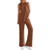 imagePRETTYGARDEN Womens 2 Piece Lounge Set 2025 Summer Casual Loose Tank Top Wide Leg Pants Matching Travel Outfits TracksuitBrown