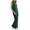 imagePRETTYGARDEN Womens 2 Piece Lounge Set 2025 Summer Casual Loose Tank Top Wide Leg Pants Matching Travel Outfits TracksuitDark Green