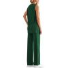 imagePRETTYGARDEN Womens 2 Piece Lounge Set 2025 Summer Casual Loose Tank Top Wide Leg Pants Matching Travel Outfits TracksuitDark Green