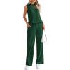 imagePRETTYGARDEN Womens 2 Piece Lounge Set 2025 Summer Casual Loose Tank Top Wide Leg Pants Matching Travel Outfits TracksuitDark Green