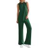 imagePRETTYGARDEN Womens 2 Piece Lounge Set 2025 Summer Casual Loose Tank Top Wide Leg Pants Matching Travel Outfits TracksuitDark Green