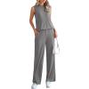 imagePRETTYGARDEN Womens 2 Piece Lounge Set 2025 Summer Casual Loose Tank Top Wide Leg Pants Matching Travel Outfits TracksuitDark Grey