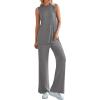 imagePRETTYGARDEN Womens 2 Piece Lounge Set 2025 Summer Casual Loose Tank Top Wide Leg Pants Matching Travel Outfits TracksuitDark Grey