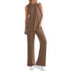 imagePRETTYGARDEN Womens 2 Piece Lounge Set 2025 Summer Casual Loose Tank Top Wide Leg Pants Matching Travel Outfits TracksuitDark Khaki