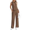 imagePRETTYGARDEN Womens 2 Piece Lounge Set 2025 Summer Casual Loose Tank Top Wide Leg Pants Matching Travel Outfits TracksuitDark Khaki
