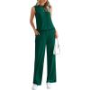 imagePRETTYGARDEN Womens 2 Piece Lounge Set 2025 Summer Casual Loose Tank Top Wide Leg Pants Matching Travel Outfits TracksuitGreen