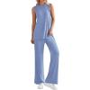 imagePRETTYGARDEN Womens 2 Piece Lounge Set 2025 Summer Casual Loose Tank Top Wide Leg Pants Matching Travel Outfits TracksuitGrey Blue