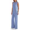 imagePRETTYGARDEN Womens 2 Piece Lounge Set 2025 Summer Casual Loose Tank Top Wide Leg Pants Matching Travel Outfits TracksuitGrey Blue