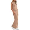 imagePRETTYGARDEN Womens 2 Piece Lounge Set 2025 Summer Casual Loose Tank Top Wide Leg Pants Matching Travel Outfits TracksuitKhaki