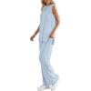 imagePRETTYGARDEN Womens 2 Piece Lounge Set 2025 Summer Casual Loose Tank Top Wide Leg Pants Matching Travel Outfits TracksuitLight Blue