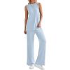imagePRETTYGARDEN Womens 2 Piece Lounge Set 2025 Summer Casual Loose Tank Top Wide Leg Pants Matching Travel Outfits TracksuitLight Blue