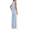 imagePRETTYGARDEN Womens 2 Piece Lounge Set 2025 Summer Casual Loose Tank Top Wide Leg Pants Matching Travel Outfits TracksuitLight Blue