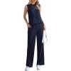 imagePRETTYGARDEN Womens 2 Piece Lounge Set 2025 Summer Casual Loose Tank Top Wide Leg Pants Matching Travel Outfits TracksuitNavy