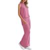 imagePRETTYGARDEN Womens 2 Piece Lounge Set 2025 Summer Casual Loose Tank Top Wide Leg Pants Matching Travel Outfits TracksuitPink