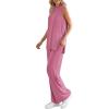 imagePRETTYGARDEN Womens 2 Piece Lounge Set 2025 Summer Casual Loose Tank Top Wide Leg Pants Matching Travel Outfits TracksuitPink