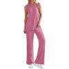 imagePRETTYGARDEN Womens 2 Piece Lounge Set 2025 Summer Casual Loose Tank Top Wide Leg Pants Matching Travel Outfits TracksuitPink