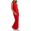 imagePRETTYGARDEN Womens 2 Piece Lounge Set 2025 Summer Casual Loose Tank Top Wide Leg Pants Matching Travel Outfits TracksuitRed