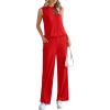 imagePRETTYGARDEN Womens 2 Piece Lounge Set 2025 Summer Casual Loose Tank Top Wide Leg Pants Matching Travel Outfits TracksuitRed