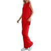imagePRETTYGARDEN Womens 2 Piece Lounge Set 2025 Summer Casual Loose Tank Top Wide Leg Pants Matching Travel Outfits TracksuitRed