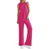 imagePRETTYGARDEN Womens 2 Piece Lounge Set 2025 Summer Casual Loose Tank Top Wide Leg Pants Matching Travel Outfits TracksuitRose Red