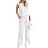 imagePRETTYGARDEN Womens 2 Piece Lounge Set 2025 Summer Casual Loose Tank Top Wide Leg Pants Matching Travel Outfits TracksuitWhite